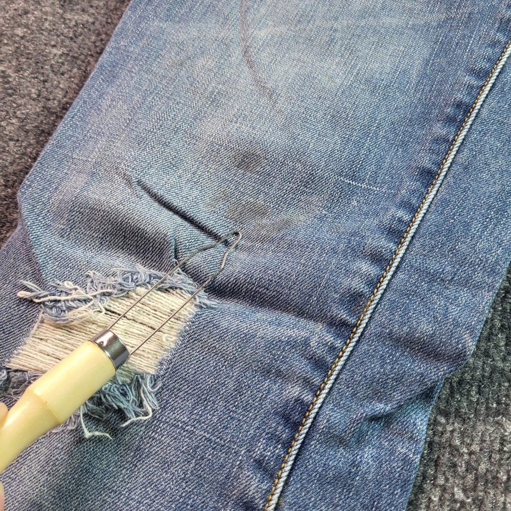 London Jean Womens Jeans Blue Flare Distressed Ripped Denim Size 6 - Picture 6 of 13